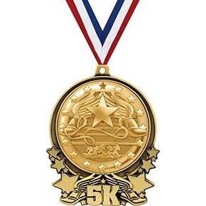 5K Medals, 3" Gold Race Medal, Great 5K Running Medal Awards Prime