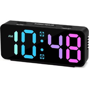 Cadmos Small Loud Alarm Clock for Heavy Sleepers Adults,Digital LED Clock with RGB Colorful Changing,Compact Travel Clocks for Bedrooms Bedside,ok to Wake for Kids,Teens