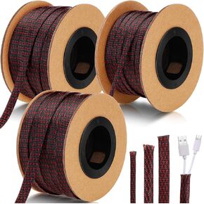300 Feet 1/4 Inch Wire Loom PET Expandable Braided Sleeving Braided Sleeve for TV, Computer, Home Theater (Black)