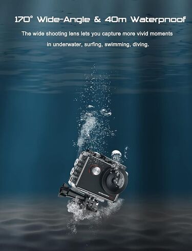كاميرا Apexcam 4K Action Camera EIS Stabilization 131FT مقاومة للماء تحت الماء، كاميرا رياضية واي فاي، كاميرا خوذة (عصا سيلفي، جهاز تحكم عن بعد، بطاريتان ومجموعة ملحقات)... in Saudi Arabia