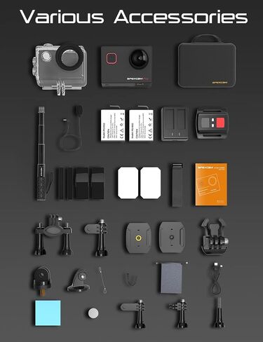 كاميرا Apexcam 4K Action Camera EIS Stabilization 131FT مقاومة للماء تحت الماء، كاميرا رياضية واي فاي، كاميرا خوذة (عصا سيلفي، جهاز تحكم عن بعد، بطاريتان ومجموعة ملحقات)... in Saudi Arabia