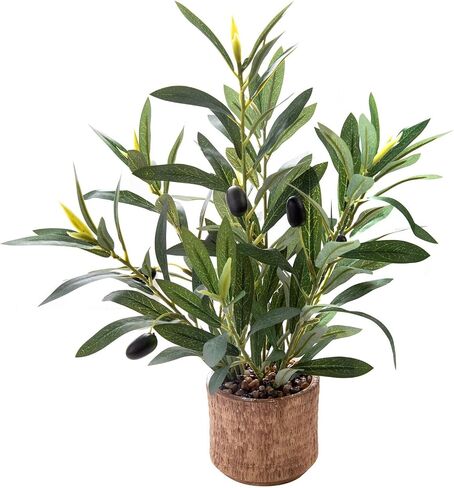 Indoor Fake Olive Plant 12 inch Faux Silk Plant in Black Rustic Planter Medium Size Perfect Artificial Olive Plant with Realistic Trunk and Lifelike Fruits for Home and Office Decor in Saudi Arabia