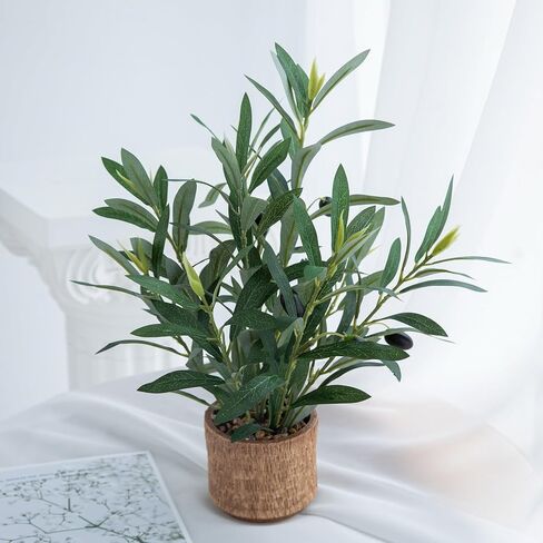 Indoor Fake Olive Plant 12 inch Faux Silk Plant in Black Rustic Planter Medium Size Perfect Artificial Olive Plant with Realistic Trunk and Lifelike Fruits for Home and Office Decor in Saudi Arabia