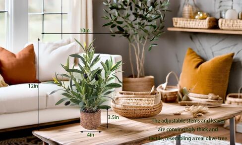 Indoor Fake Olive Plant 12 inch Faux Silk Plant in Black Rustic Planter Medium Size Perfect Artificial Olive Plant with Realistic Trunk and Lifelike Fruits for Home and Office Decor in Saudi Arabia