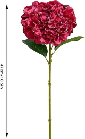 8pcs Fake Burgundy Flowers Silk Hydrangea Artificial Flowers Bouquets Faux Hydrangea Stems for Home Table Centerpieces Wedding Party Decoration (Burgundy) in Kuwait