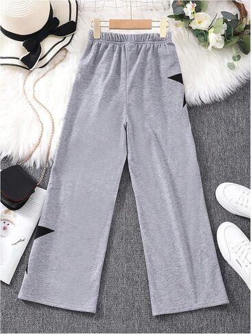 Girl's Star Graphic Sweatpants Elastic Waist Wide Leg Track Pants Casual Sports Long Trousers in Saudi Arabia