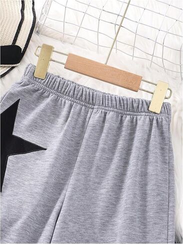 Girl's Star Graphic Sweatpants Elastic Waist Wide Leg Track Pants Casual Sports Long Trousers in Saudi Arabia