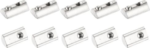 uxcell 10Pcs M4 T Spring Nut Fastener Carbon Steel Nickel Plated Half Round Roll in Spring T Slot Nut for T-Slot Aluminum Profile 3D Printer, CNC Router 3030 Series in Saudi Arabia