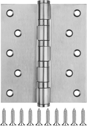 4 x 4 inches Door Hinges, 3 mm Thickness Brushed Polished 201 Stainless Steel Butt Hinge with 8 mounting Holes, Load 110 lb Each One, Ball Bearing (4 Pack) in Saudi Arabia