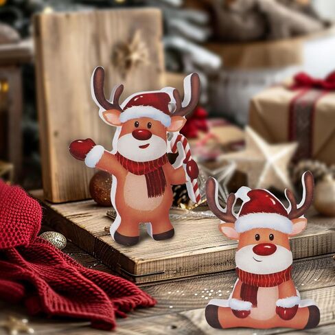 3pcs Christmas Wooden Santa Decorations Winter Tiered Tray Decor Christmas Table Decor for Mantel Shelf Tabletop Office (Santa Claus) in Saudi Arabia