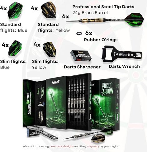 IgnatGames Darts Metal Tip Set - Professional Darts with Stylish Case and Darts Guide, Steel Tip Darts Set with Aluminum Shafts + Rubber O'Rings + Extra Flights + Dart Sharpener and Wrench in Kuwait