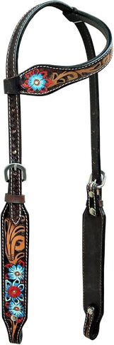CHALLENGER Horse Western Tack Floral Tooled Leather One Ear Headstall Show Bridle 78AD17HA in Saudi Arabia