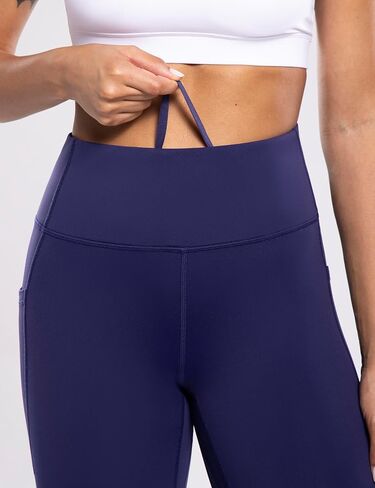 سراويل نسائية مبطنة بالصوف مع جيوب للتمرين في الشتاء الحراري عالية الخصر 28 بوصة سراويل يوغا دافئة ضيقة بطول كامل in Kuwait