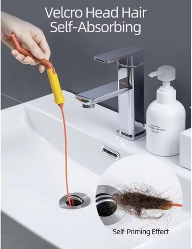 Drain Remover Super Pack: 5 rods + 2 replaceable handles. Perfect for clearing blockages in sinks, pipes, and bathrooms. 24.8" length with a rotating handle for effortless cleaning. in Saudi Arabia