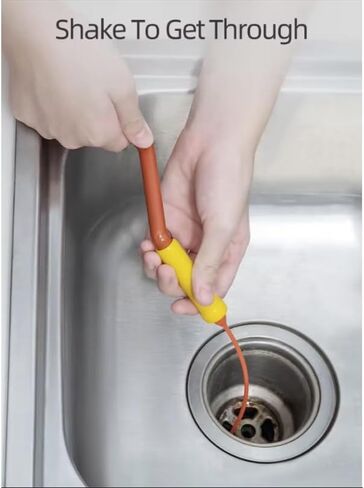 Drain Remover Super Pack: 5 rods + 2 replaceable handles. Perfect for clearing blockages in sinks, pipes, and bathrooms. 24.8" length with a rotating handle for effortless cleaning. in Saudi Arabia