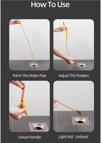 Drain Remover Super Pack: 5 rods + 2 replaceable handles. Perfect for clearing blockages in sinks, pipes, and bathrooms. 24.8" length with a rotating handle for effortless cleaning. in Saudi Arabia