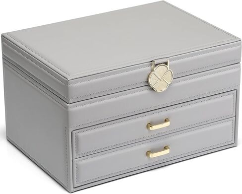 Vlando 6 Layer Large Jewelry Box - Jewelry Holder Organizer, Jewelry Box Organizer for Drawer Necklace Ring Bracelet and Watch, Birthday Gift for Loved Ones - White in Kuwait