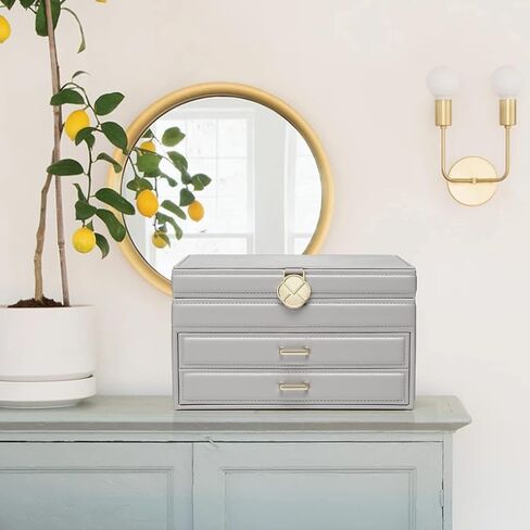 Vlando 6 Layer Large Jewelry Box - Jewelry Holder Organizer, Jewelry Box Organizer for Drawer Necklace Ring Bracelet and Watch, Birthday Gift for Loved Ones - White in Kuwait