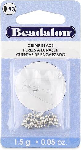 Beadalon Crimp Beads, Size #2, 1.5 mm/.059 in, I.D., 2.5 mm/.098 in, O.D., Silver Plated, 1.5 g/.05 oz, Approx. 45 pc in Saudi Arabia