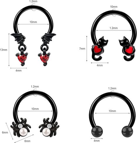 AccGin 16G Septum Ring for Women Men 316L Stainless Steel Bat Halloween Septum Clicker Nose Ring Hoop Daith Earring Helix Tragus Cartilage Piercing Jewelry in Kuwait