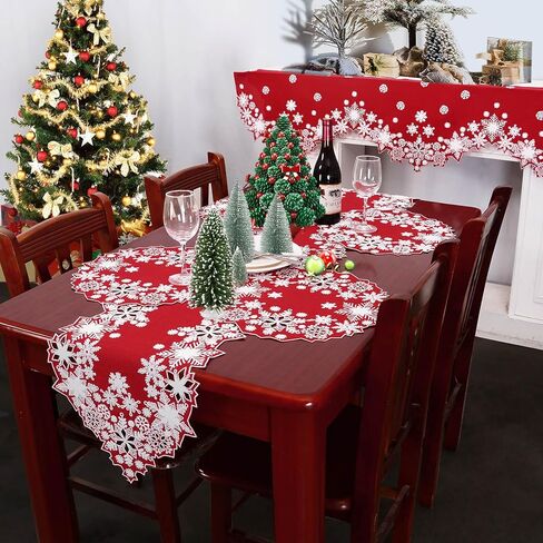 منشفة Simhomsen مطرزة بتصميم ندفة الثلج باللونين الأزرق الداكن والأبيض لعيد الميلاد والشتاء (كحلي، 14 × 70 بوصة) in Kuwait