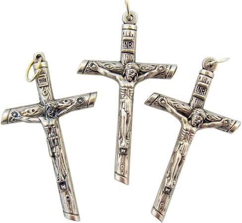 الهدايا الدينية فضية اللون يسوع المسيح الصدرية سجل الصليب الصليب، مجموعة من 3، 2 1/4 بوصة in Kuwait