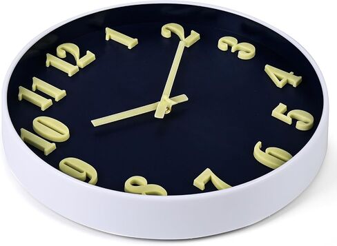 Glow in The Dark Wall Clock for Bedroom - Silent Lighted Wall Clock Night Light, Battery Operated for Living Room,Kitchen,Big 3D Numbers Easy to Read (Blue, 12 Inch) in Saudi Arabia