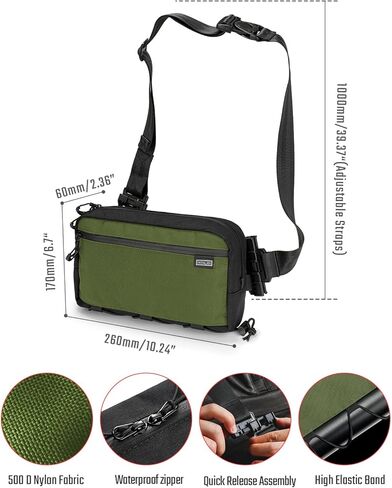 حقيبة حبال TACTICAL GEEK Cache L4 EDC، حقيبة كتف خفيفة الوزن، حقيبة صدر للسفر عالية السعة 2.9 لتر، حقيبة بحزام واحد للسفر غير الرسمي، والمشي لمسافات طويلة، والرياضات الخارجية (أسود) in Kuwait