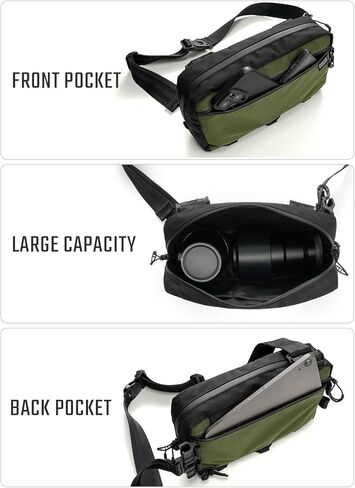 حقيبة حبال TACTICAL GEEK Cache L4 EDC، حقيبة كتف خفيفة الوزن، حقيبة صدر للسفر عالية السعة 2.9 لتر، حقيبة بحزام واحد للسفر غير الرسمي، والمشي لمسافات طويلة، والرياضات الخارجية (أسود) in Kuwait