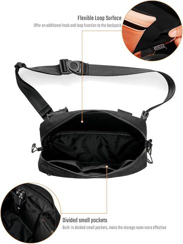 حقيبة حبال TACTICAL GEEK Cache L4 EDC، حقيبة كتف خفيفة الوزن، حقيبة صدر للسفر عالية السعة 2.9 لتر، حقيبة بحزام واحد للسفر غير الرسمي، والمشي لمسافات طويلة، والرياضات الخارجية (أسود) in Kuwait