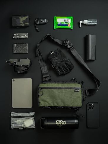 حقيبة حبال TACTICAL GEEK Cache L4 EDC، حقيبة كتف خفيفة الوزن، حقيبة صدر للسفر عالية السعة 2.9 لتر، حقيبة بحزام واحد للسفر غير الرسمي، والمشي لمسافات طويلة، والرياضات الخارجية (أسود) in Kuwait