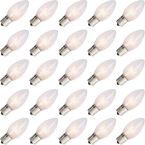 25 Pack Christmas Red Replacement Bulb, C9 Ceramics Red Christmas Light Bulb for Indoor Outdoor Patio Christmas Halloween Party String Lights, 7 Watt Red Night Light, C9/E17 Intermediate Base in Kuwait