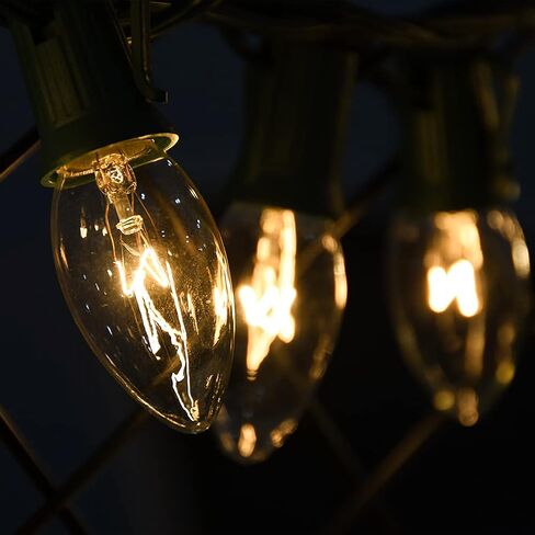 25 Pack Christmas Red Replacement Bulb, C9 Ceramics Red Christmas Light Bulb for Indoor Outdoor Patio Christmas Halloween Party String Lights, 7 Watt Red Night Light, C9/E17 Intermediate Base in Kuwait