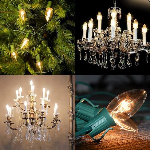 25 Pack Christmas Red Replacement Bulb, C9 Ceramics Red Christmas Light Bulb for Indoor Outdoor Patio Christmas Halloween Party String Lights, 7 Watt Red Night Light, C9/E17 Intermediate Base in Kuwait