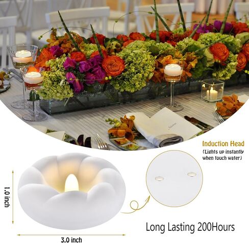 3"White Flameless Led Floating Candles, Plastic Battery Operated Flickering Waterproof Tealights Long Lasting 200H+ for Cylinder Vases, Centerpieces at Wedding, Party, Pool, Holiday (6pack) in Saudi Arabia