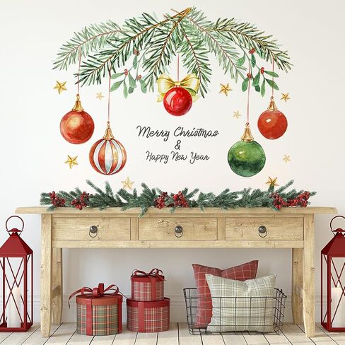 Christmas Window Clings Double Side Merry Christmas Star Light Ball Window Sticker for Xmas Party Supplies Home Window Merry Christmas Decor in Kuwait