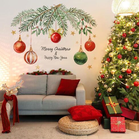 Christmas Window Clings Double Side Merry Christmas Star Light Ball Window Sticker for Xmas Party Supplies Home Window Merry Christmas Decor in Kuwait