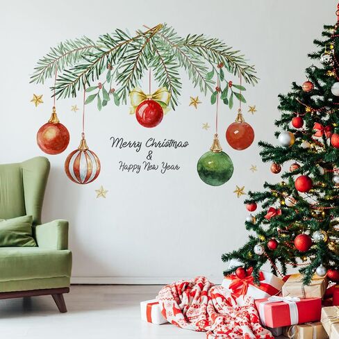 Christmas Window Clings Double Side Merry Christmas Star Light Ball Window Sticker for Xmas Party Supplies Home Window Merry Christmas Decor in Kuwait