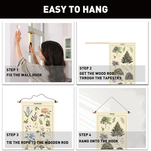 PLIGREAT 2 Pack Vintage Floral Tapestry Vintage Plants Long Narrow Wall Hanging with Tassels Reference Illustrative Botanical Wall Tapestry for Living Room Bedroom Bathroom Home Office Art Decor in Saudi Arabia