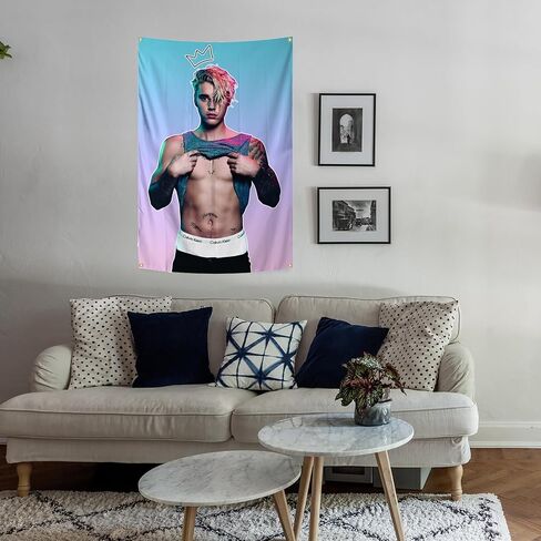 owpIa Funny Tapestry Man Cave Wall Flag Justin Music Singers Wall Hanging Dorm Home Decorations Poster for Bedroom Living Room College Dorm 2x3ft(2) in Saudi Arabia