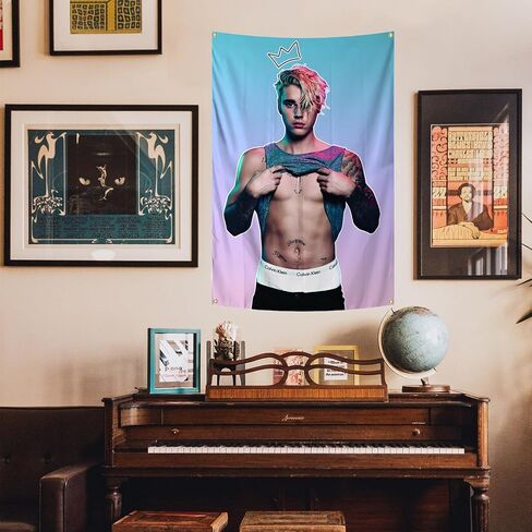 owpIa Funny Tapestry Man Cave Wall Flag Justin Music Singers Wall Hanging Dorm Home Decorations Poster for Bedroom Living Room College Dorm 2x3ft(2) in Saudi Arabia