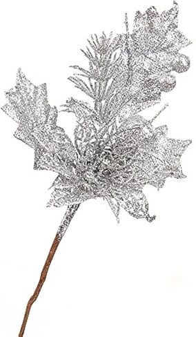 Giga Gud 5 pcs Christmas Glitter Berries Stems, 9 Inch Artificial Christmas Picks for Christmas Tree Ornaments, DIY Xmas Wreath, Crafts, Holiday and Home Decor (Silver 5pcs) in Saudi Arabia