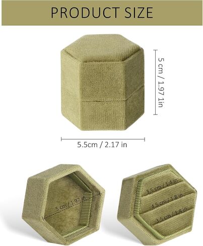 sovia Velvet Ring Box, 3 Slots Wedding Ring Box, Hexagon Engagement Ring Box, Premium Jewelry Ring Box for Proposal Engagement Wedding Day Bridal Photo in Kuwait