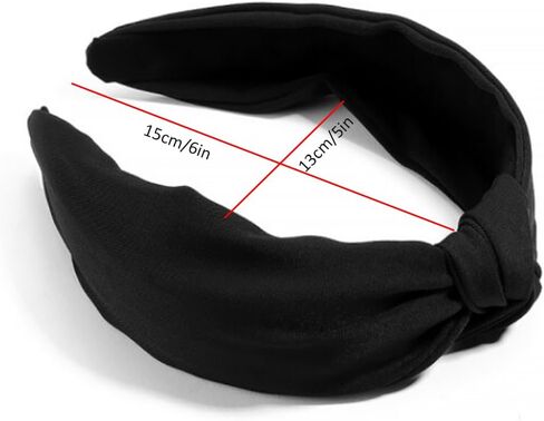 Etercycle 2PCS Headbands for Women, Bow Knotted Wide Headband, Yoga Hair Band Fashion Elastic Hair Accessories for Women (Black, Leopard) in Kuwait