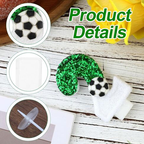 Football Candle, White Green Soccer Cake Topper Happy Birthday Number Cake Candle Sparkling Sequins Soccer Football Theme Birthday Party Decorations Celebrations Supplies (Number 8) in Saudi Arabia