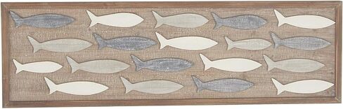 Deco 79 Wood Fish Home Wall Decor Wall Sculpture, Wall Art 42" x 2" x 13", Brown in Saudi Arabia
