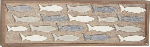 Deco 79 Wood Fish Home Wall Decor Wall Sculpture, Wall Art 42" x 2" x 13", Brown in Saudi Arabia