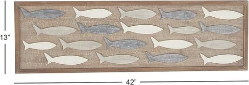 Deco 79 Wood Fish Home Wall Decor Wall Sculpture, Wall Art 42" x 2" x 13", Brown in Saudi Arabia