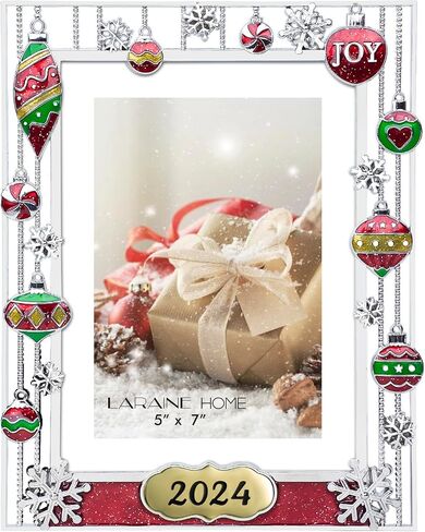 LARAINE Picture Photo Frame 5x7 Metal 2024 Christmas High Definition Glass Display Pictures for Tabletop Home Decorative Holiday Gift (2024) in Saudi Arabia