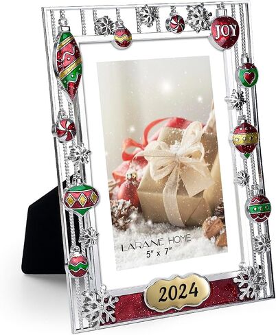 LARAINE Picture Photo Frame 5x7 Metal 2024 Christmas High Definition Glass Display Pictures for Tabletop Home Decorative Holiday Gift (2024) in Saudi Arabia